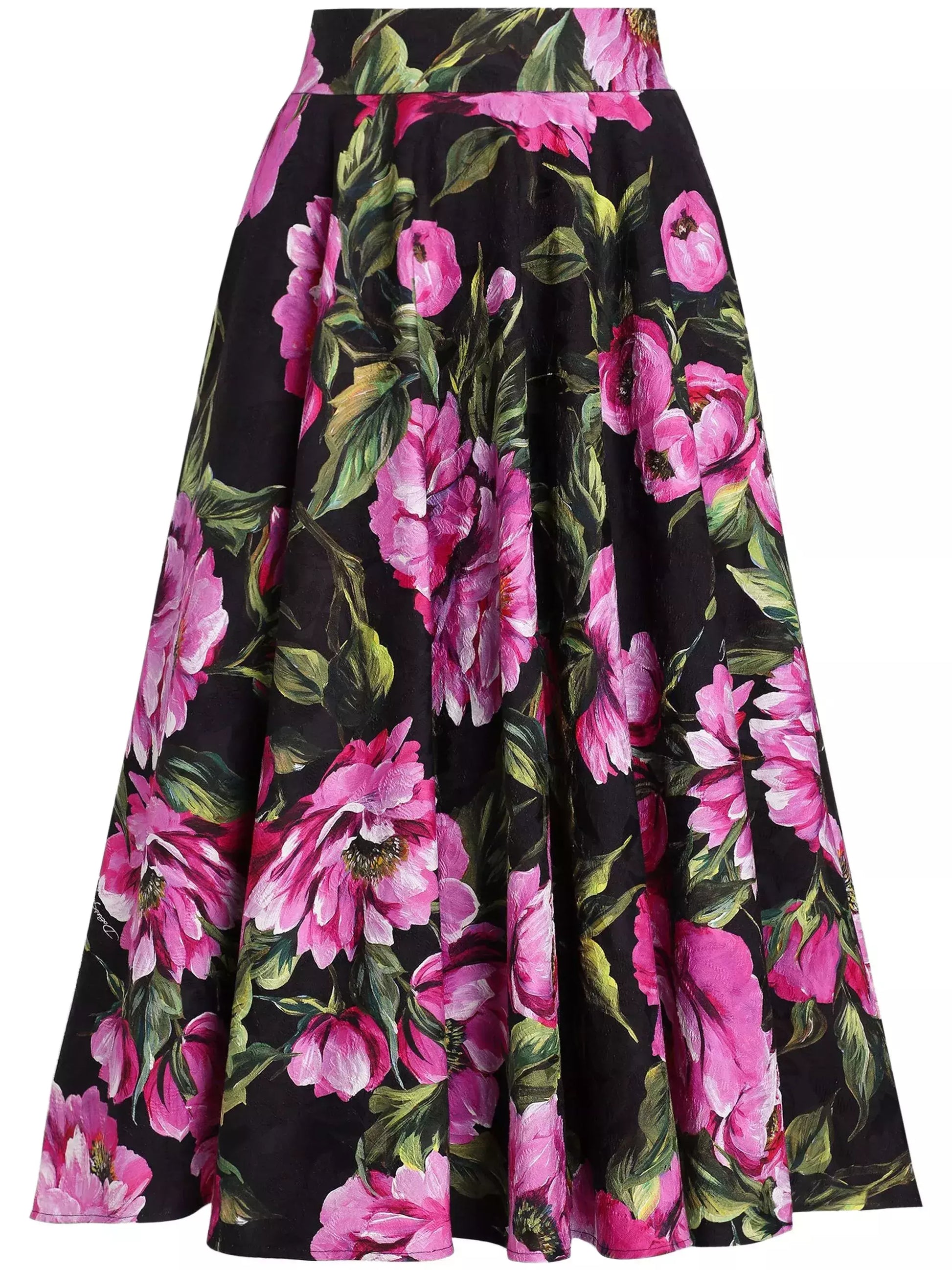 Floral Print Jacquard Circle Skirt - Skirts