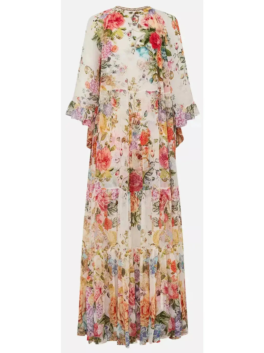 Floral-Print Long Silk Kaftan Dress - Dresses