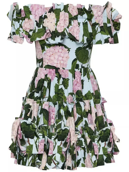 Floral-Print Off-Shoulder Mini Dress - Dresses