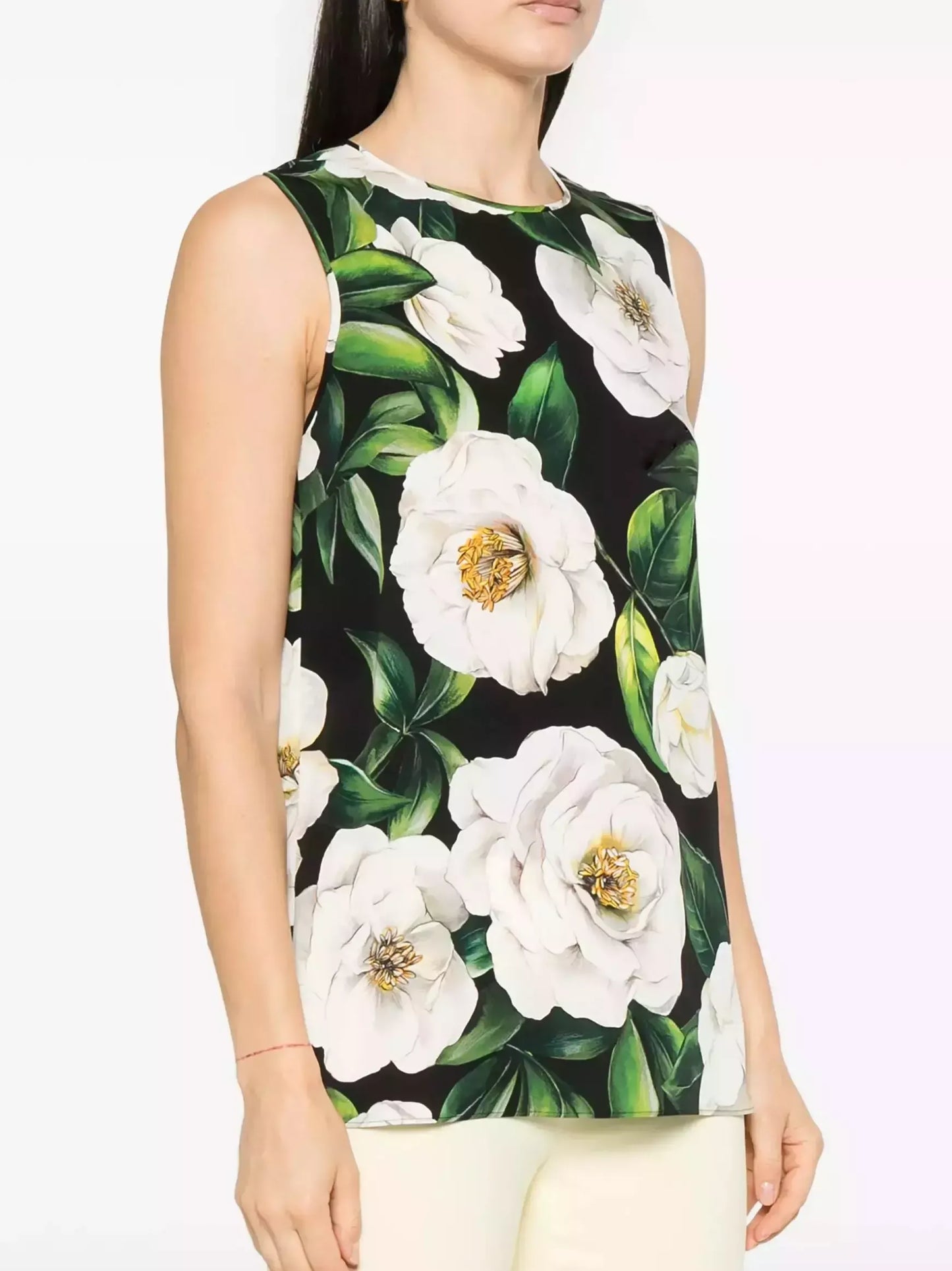 Floral Print Silk Tank and Pant Set - Suits & Sets
