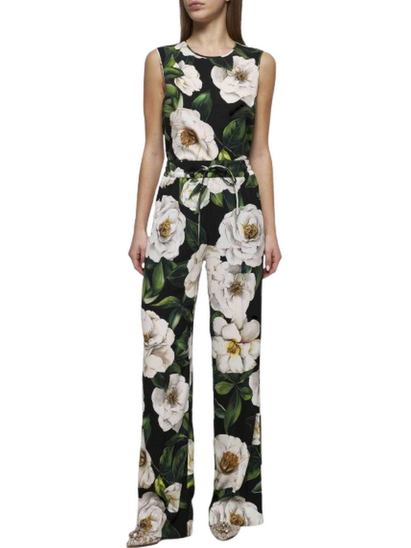 Floral Print Silk Tank and Pant Set - S - Suits & Sets
