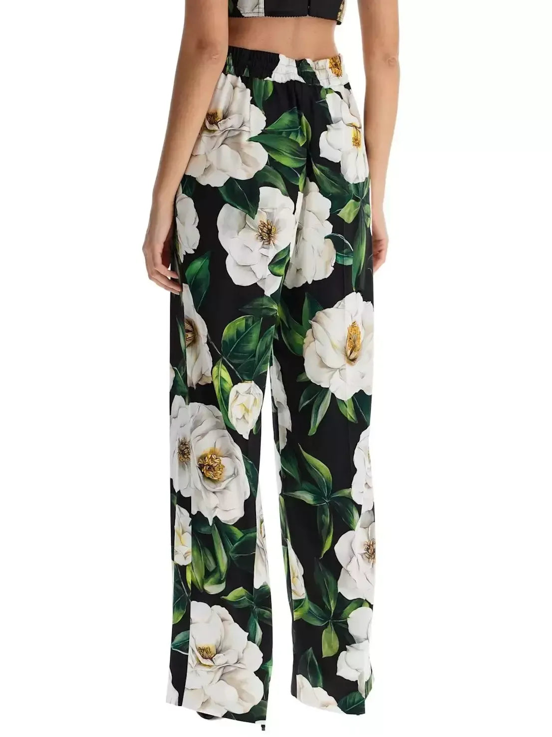 Floral Print Silk Tie-Waist Pants - Jeans & Pants