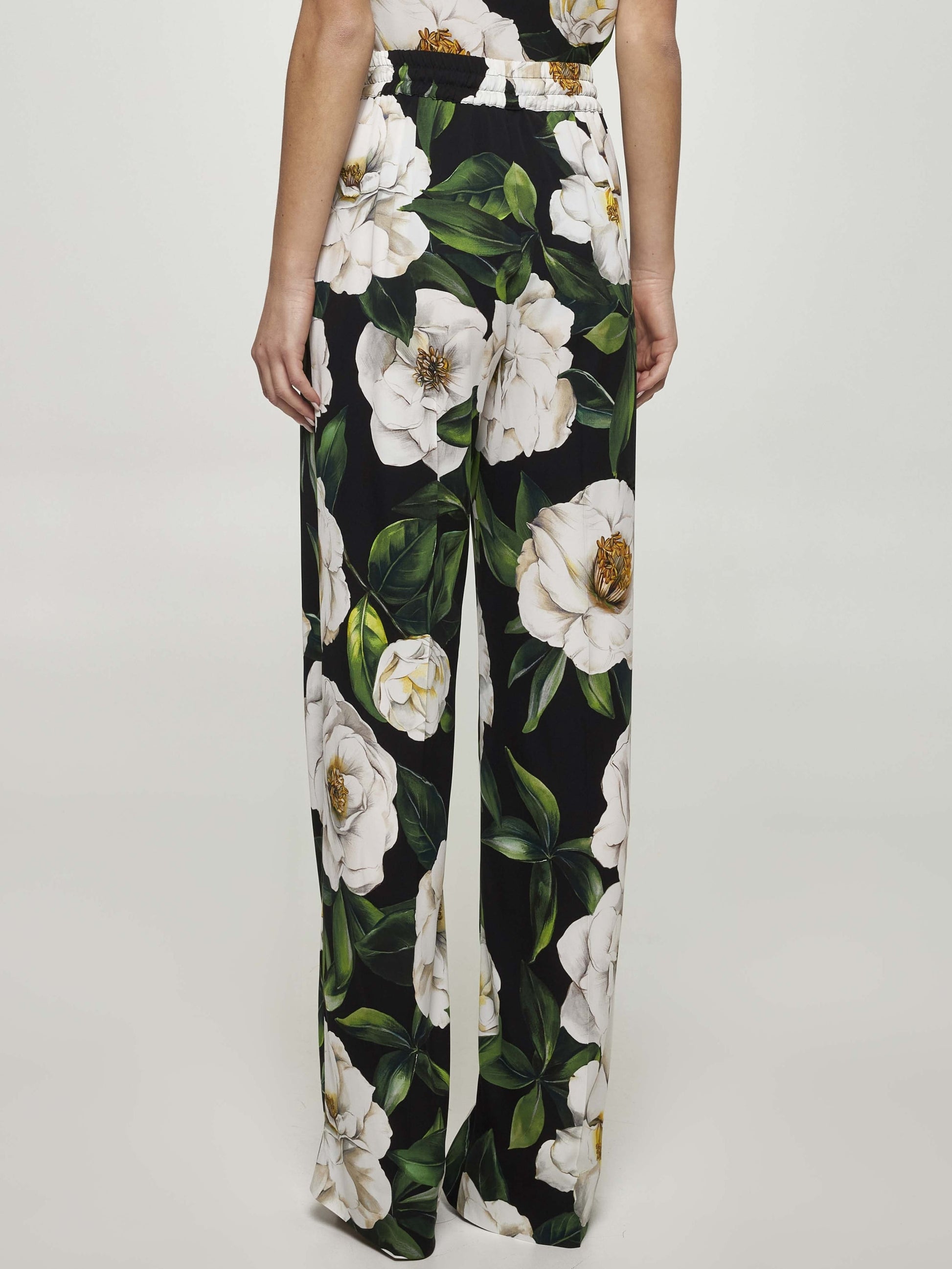 Floral Print Silk Tie-Waist Pants - Jeans & Pants