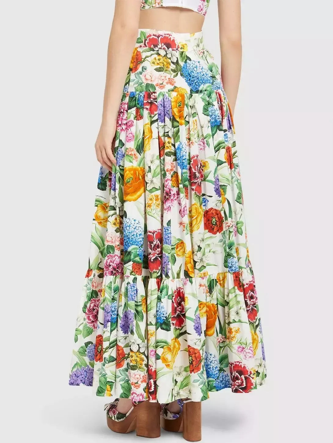 Floral Print Tiered Maxi Skirt - Skirts