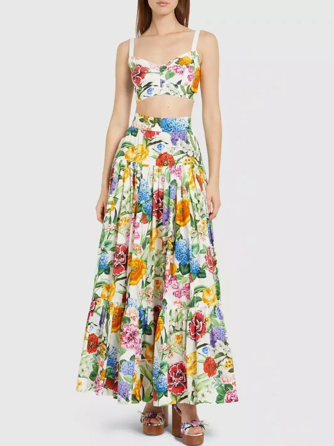 Floral Print Tiered Maxi Skirt - Skirts