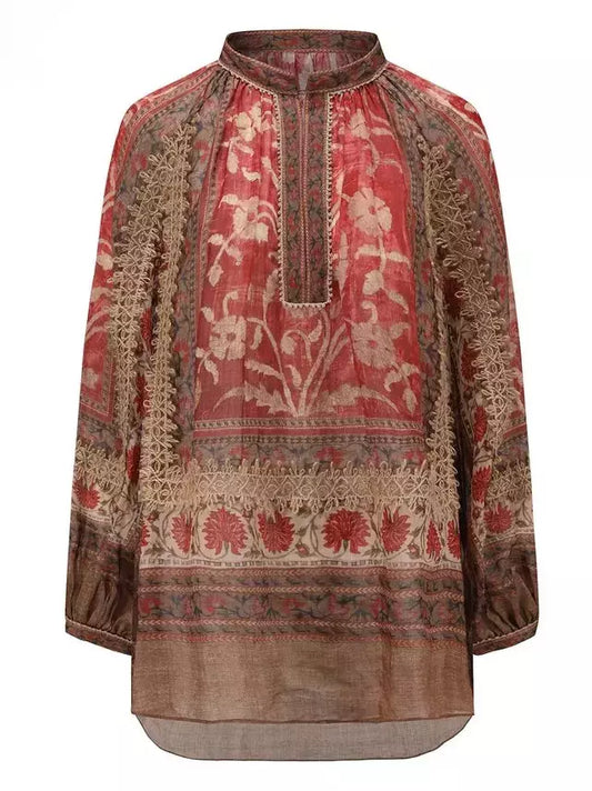 Floral-patterned tunic top from Floral Print Vintage Ramie Blouse collection