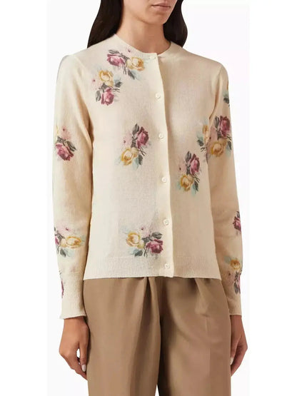 Floral Printed Wool Cardigan - small - Sweaters & Knitwear