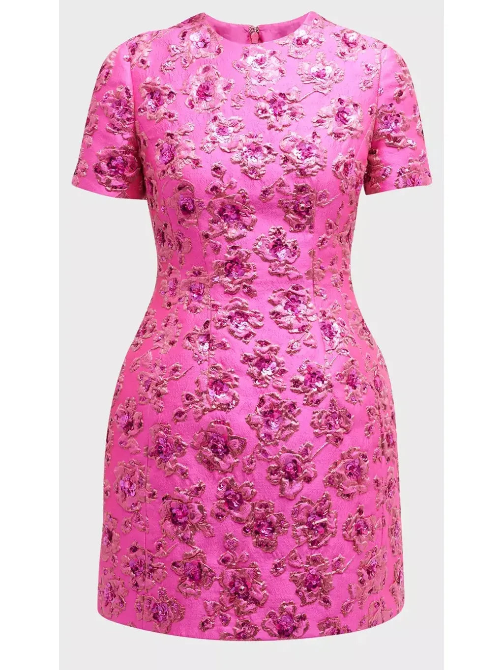 Floral Sequin Embellished Jacquard Mini Dress - Dresses