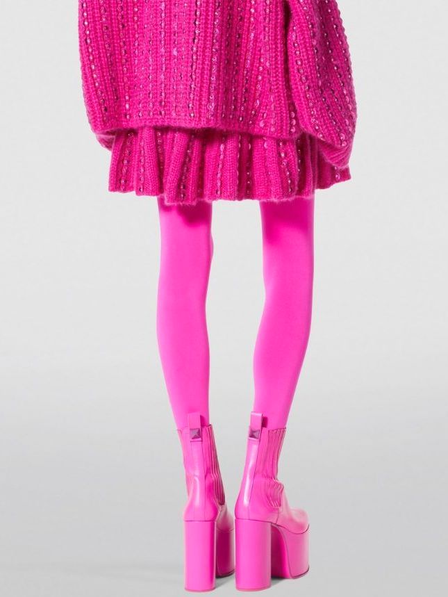 Fuchsia Sequin-Embellished Wool Mini Skirt - Skirts