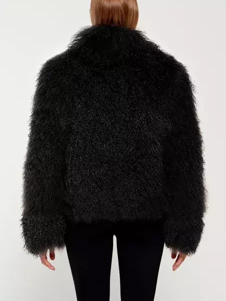 Full Mongolian Sheepskin Jacket in Black - Jackets