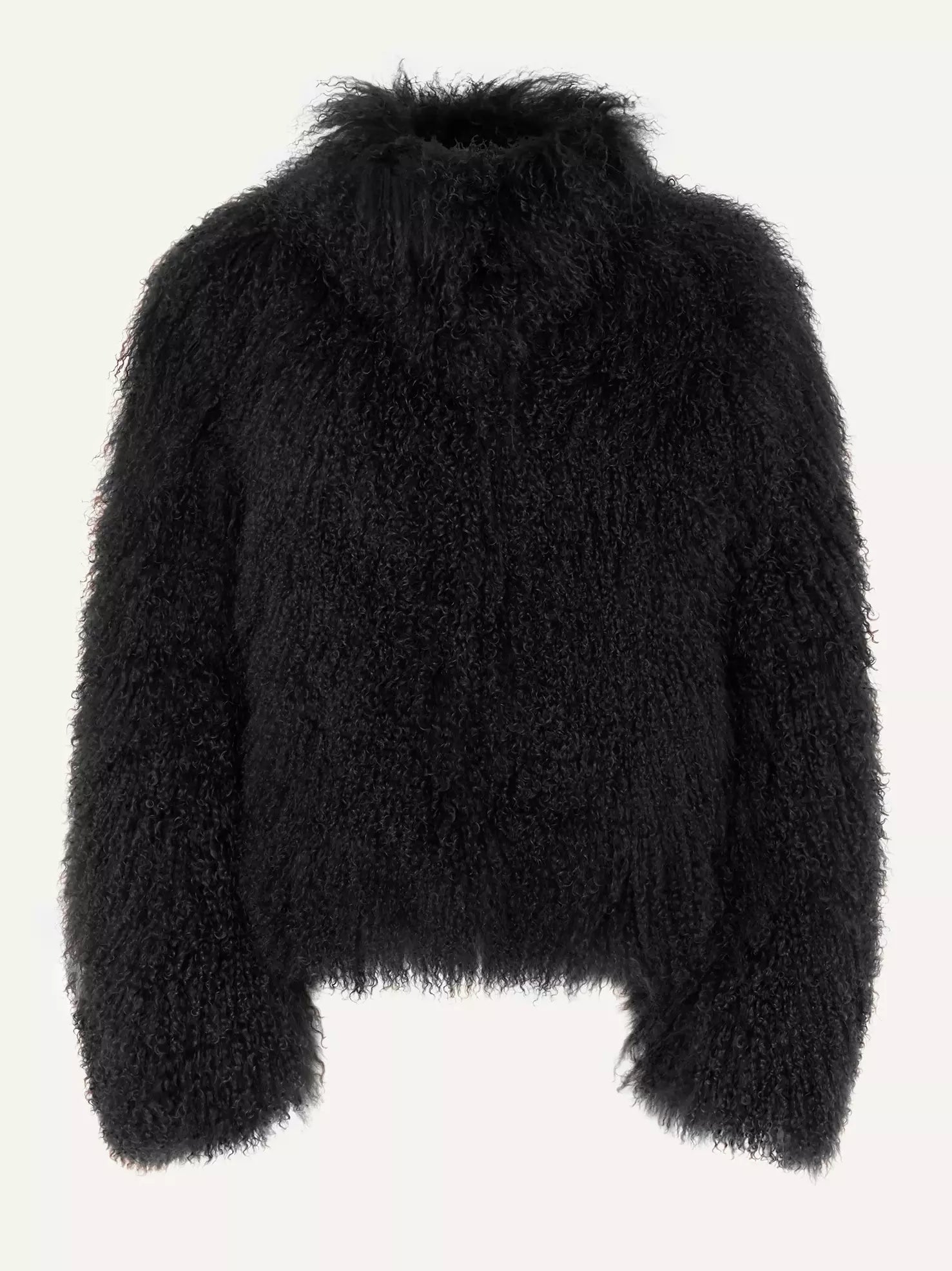 Full Mongolian Sheepskin Jacket in Black - Jackets