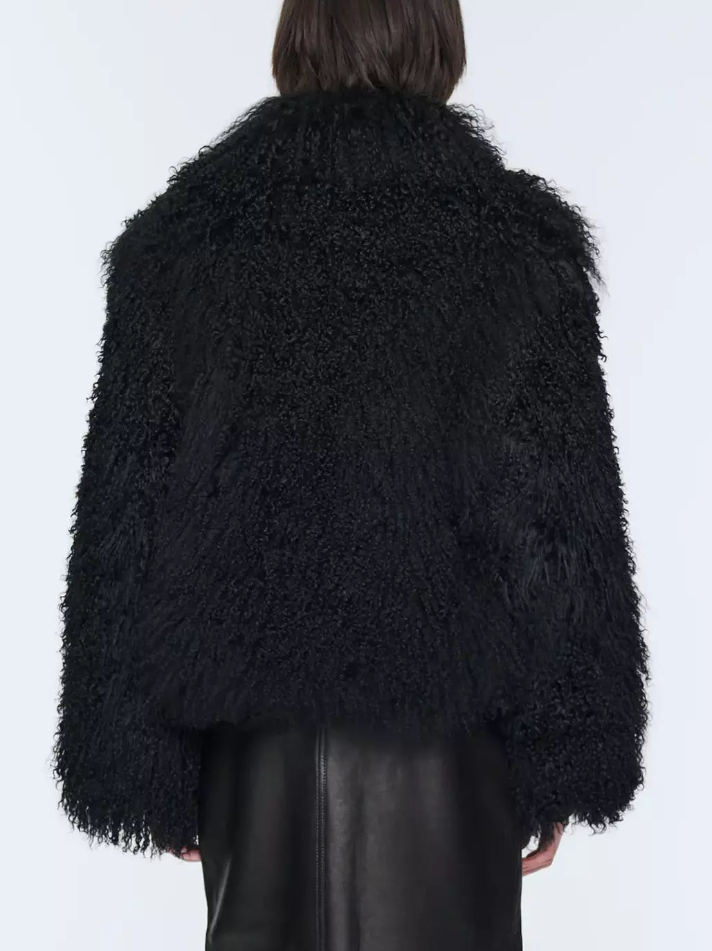 Full Mongolian Sheepskin Jacket in Black - Jackets