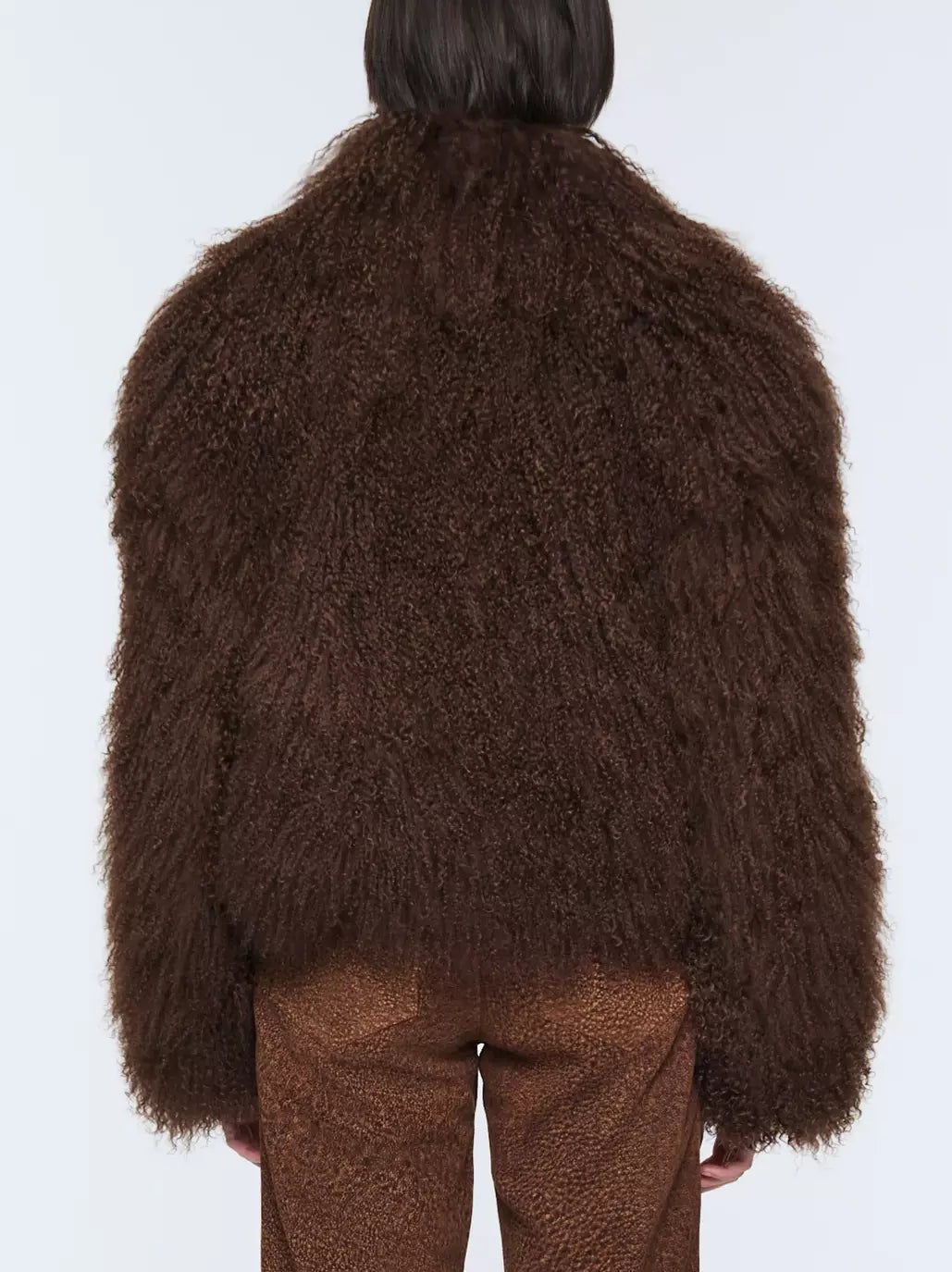 Full Mongolian Sheepskin Jacket in Dark Brown - Jackets