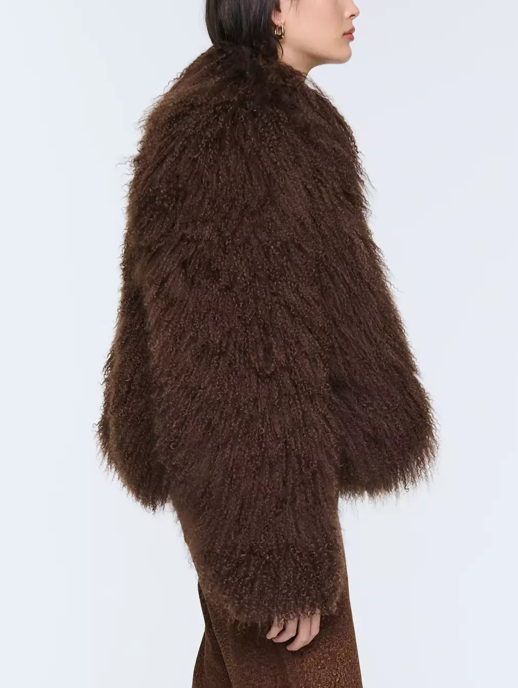 Full Mongolian Sheepskin Jacket in Dark Brown - Jackets