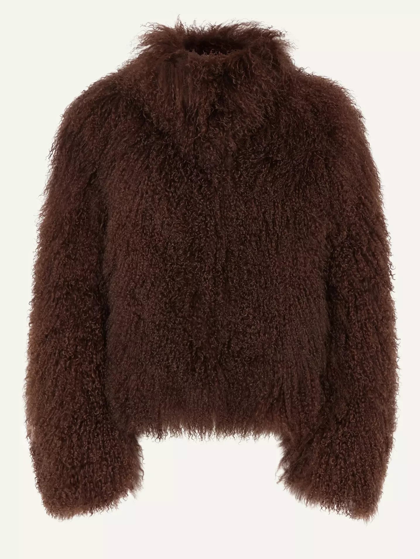 Full Mongolian Sheepskin Jacket in Dark Brown - Jackets