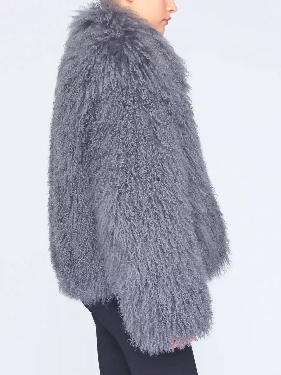 Full Mongolian Sheepskin Jacket in Grey - Jackets