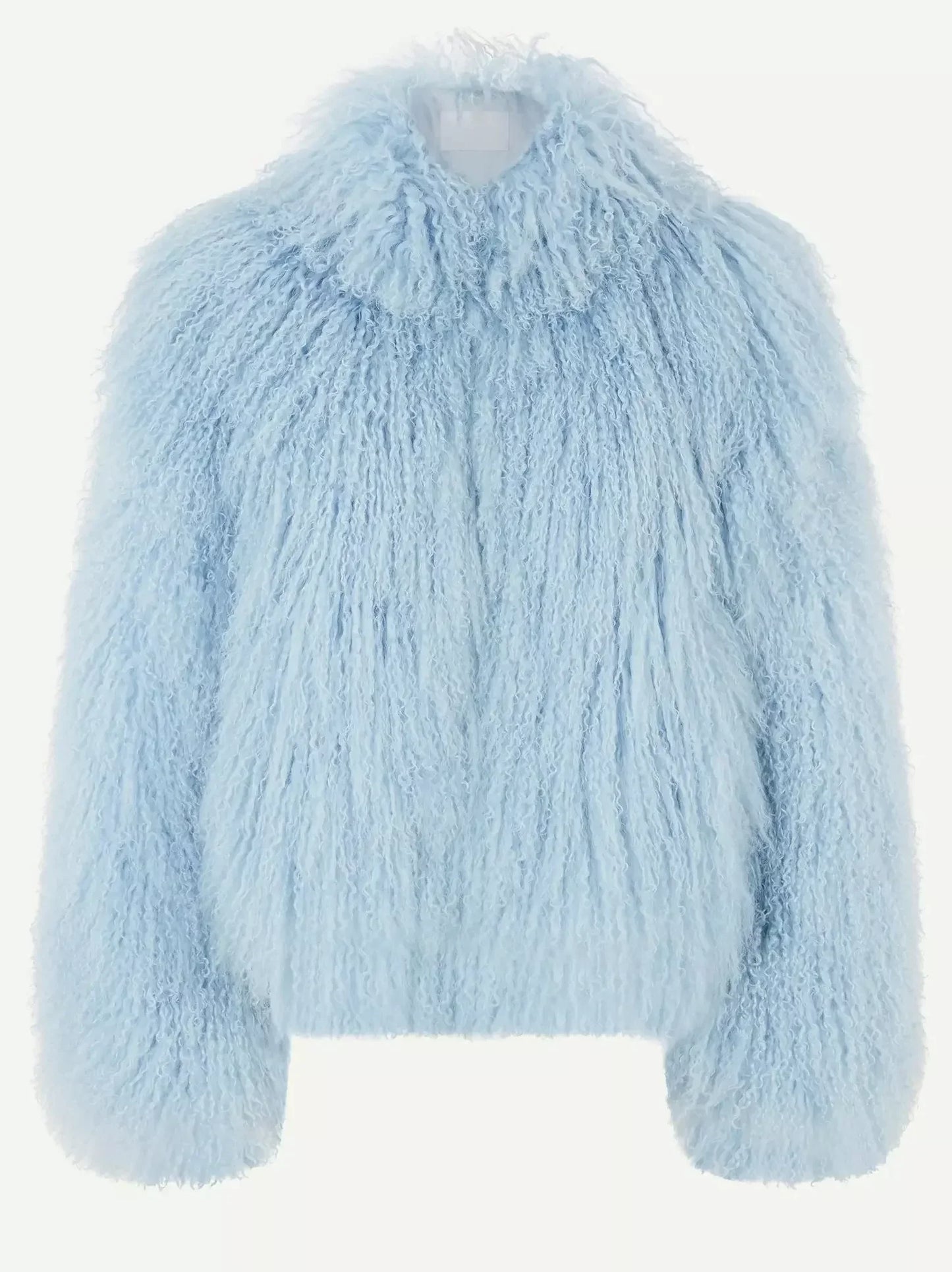 Full Mongolian Sheepskin Jacket in Light Blue - Jackets