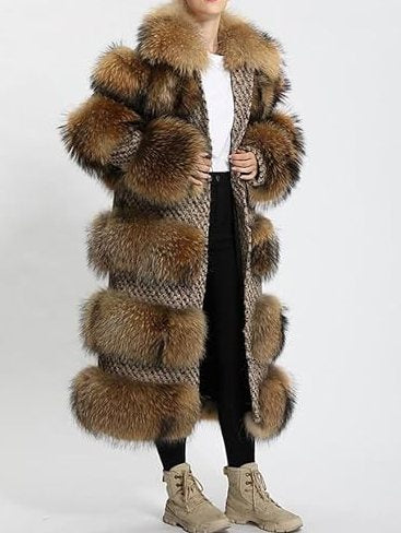 Fur-Panelled Tweed Coat - Coats