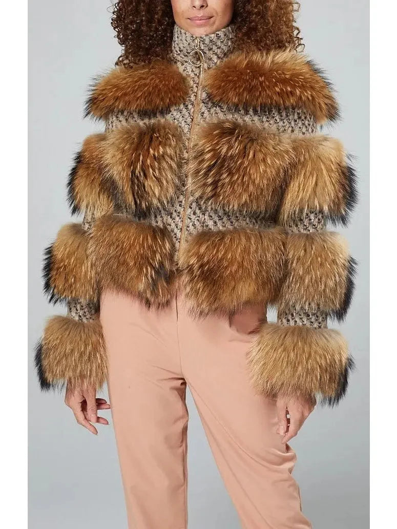 Fur-Panelled Tweed Jacket - Jackets