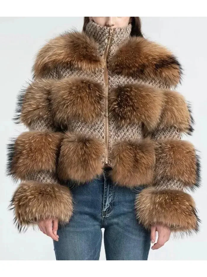 Fur-Panelled Tweed Jacket - Jackets
