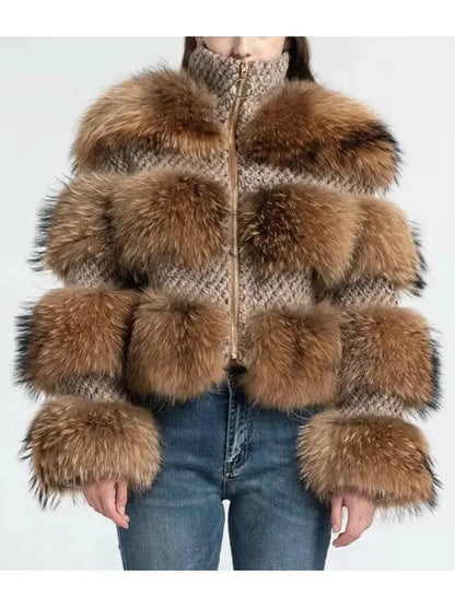 Fur-Panelled Tweed Jacket - Jackets