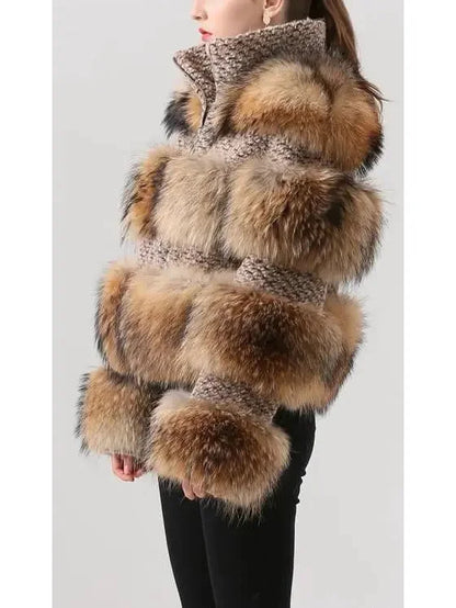 Fur-Panelled Tweed Jacket - Jackets