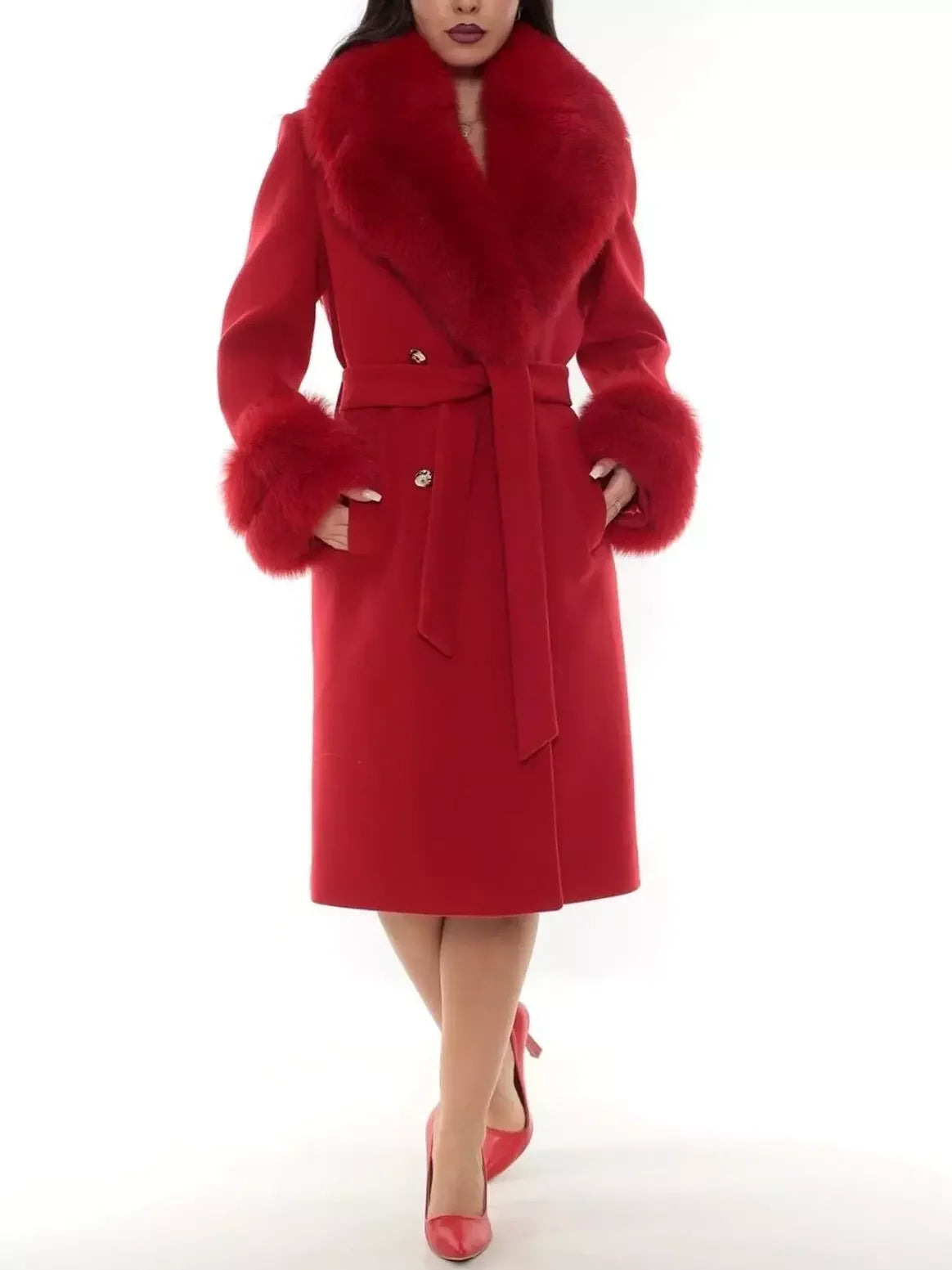 Fur-Trimmed Wool Cashmere Coat - Coats