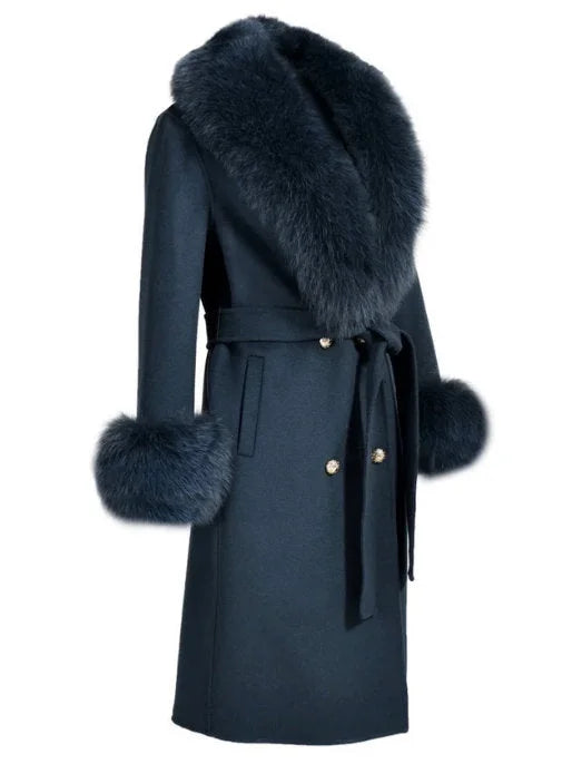 Fur-Trimmed Wool Cashmere Coat - Coats