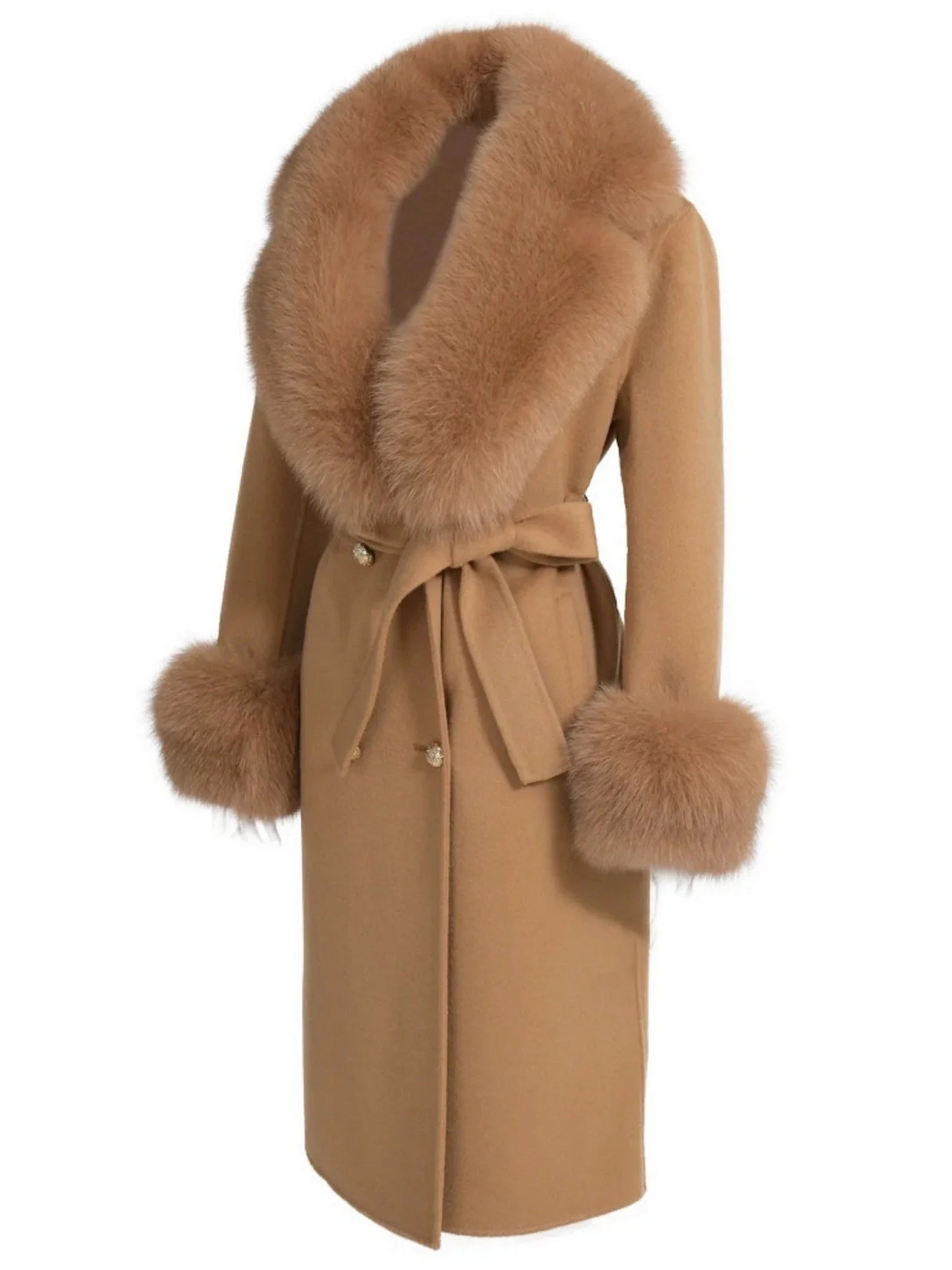 Fur-Trimmed Wool Cashmere Coat - Coats