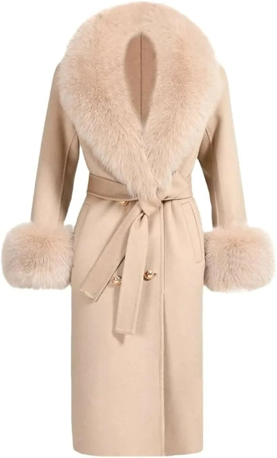 Fur-Trimmed Wool Cashmere Coat - Coats