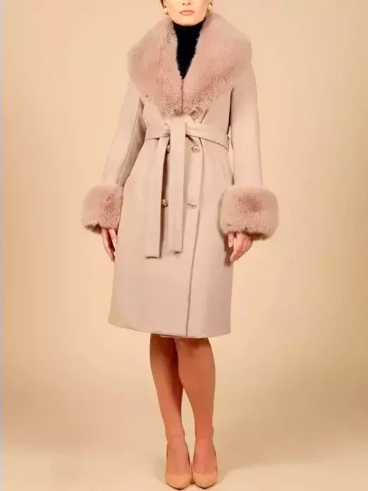 Fur-Trimmed Wool Cashmere Coat - Coats