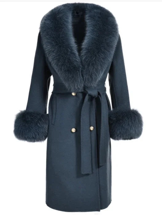 Fur-Trimmed Wool Cashmere Coat - Coats