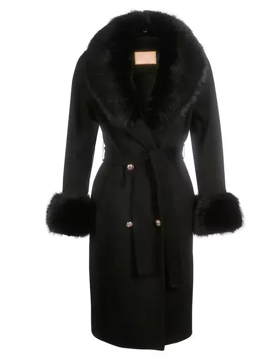 Fur-Trimmed Wool Cashmere Coat - Coats