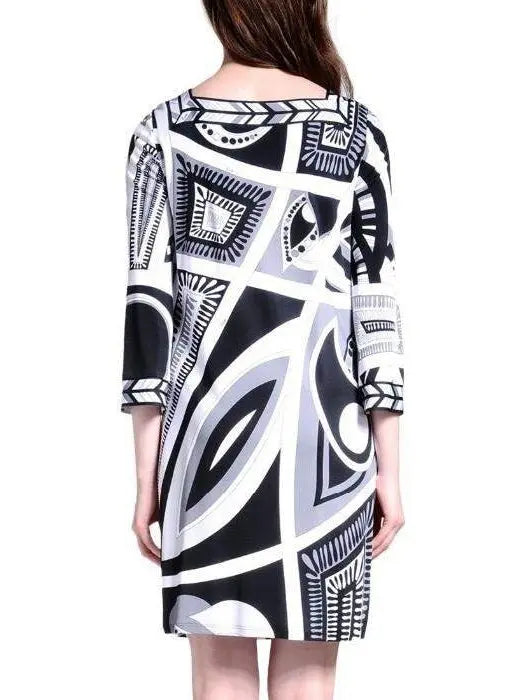 Geometric Print Jersey Silk Dress - Dresses