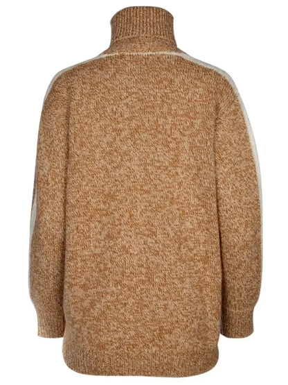 Geometric Wool Cashmere Turtleneck Sweater - Sweaters & Knitwear
