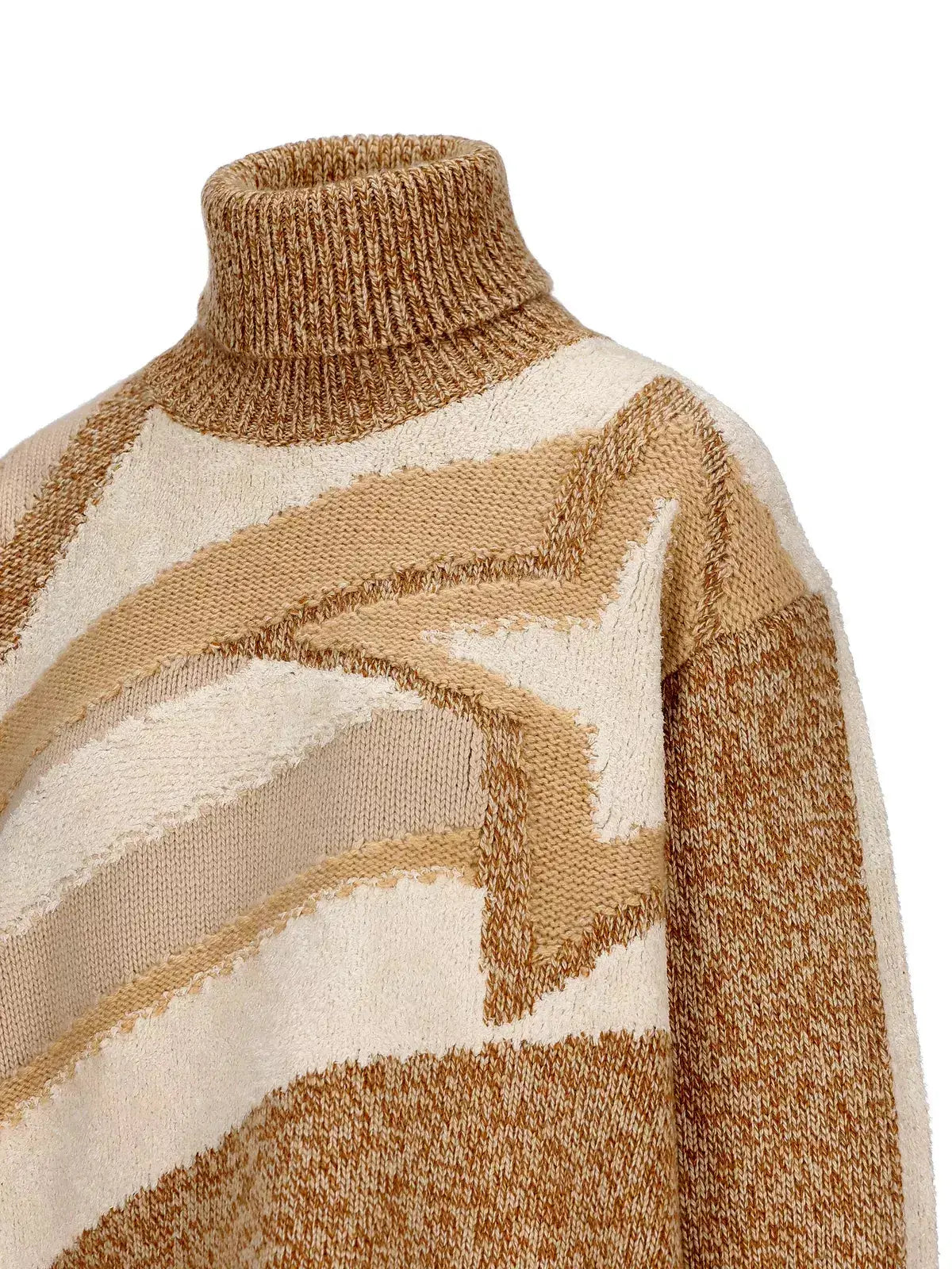 Geometric Wool Cashmere Turtleneck Sweater - Sweaters & Knitwear