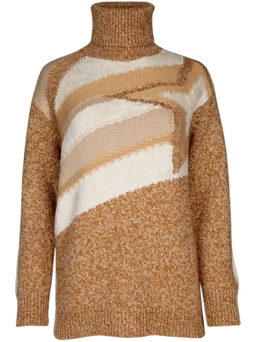 Geometric Wool Cashmere Turtleneck Sweater - Sweaters & Knitwear