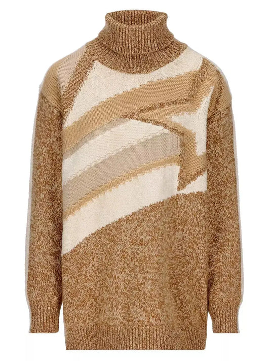 Geometric Wool Cashmere Turtleneck Sweater - Sweaters & Knitwear