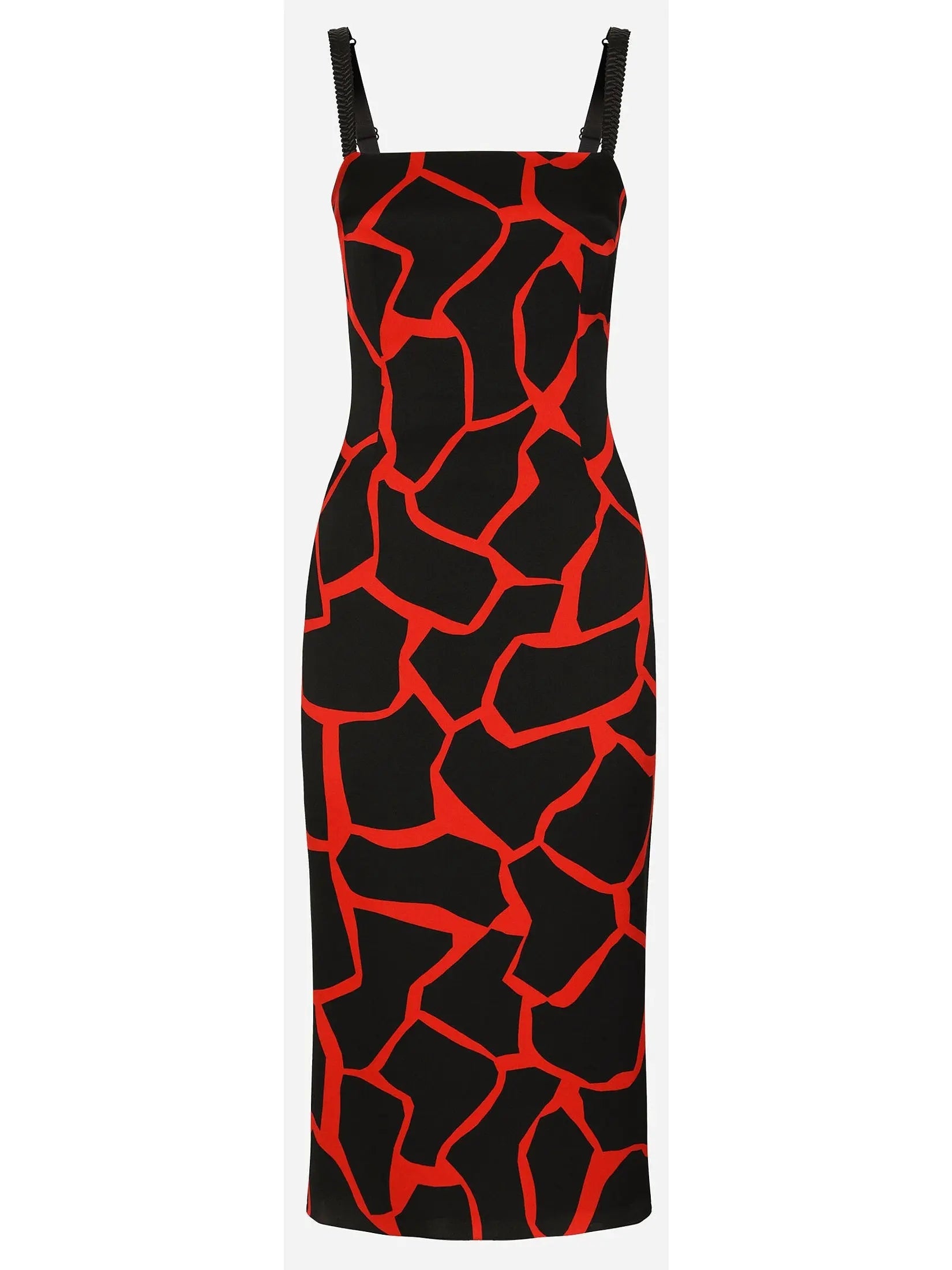 Giraffe-Print Charmeuse Calf-Length Dress - Dresses