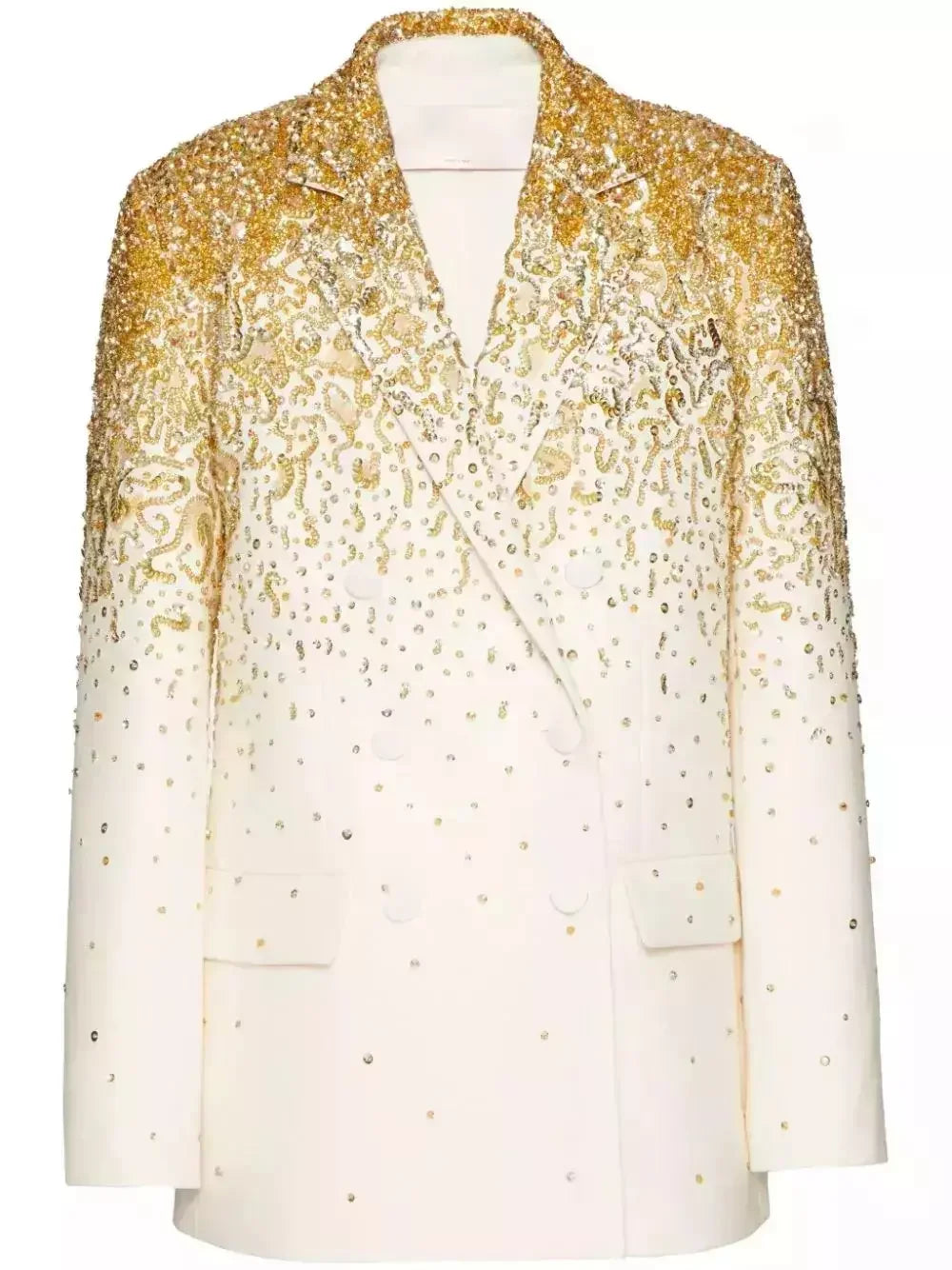 Gold Embroidered Crepe Couture Blazer - Jackets