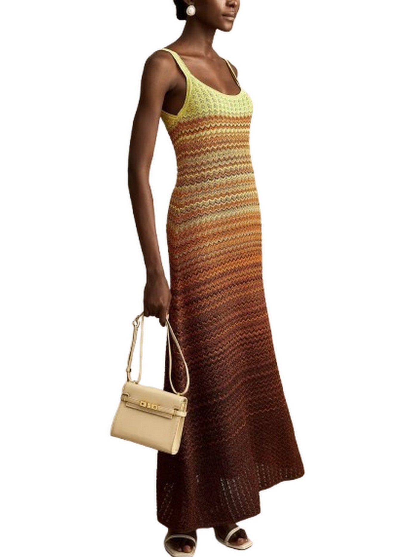 Gradient Pointelle Knit Maxi Dress - Dresses