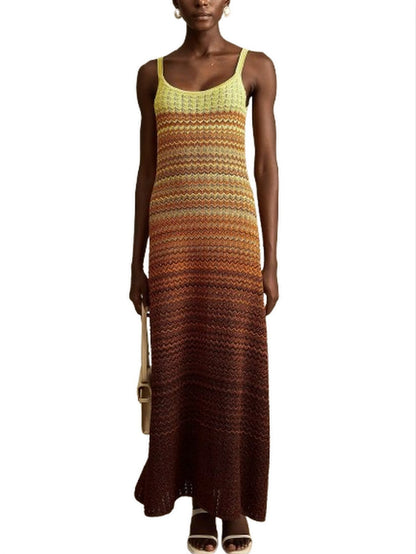 Gradient Pointelle Knit Maxi Dress - Dresses