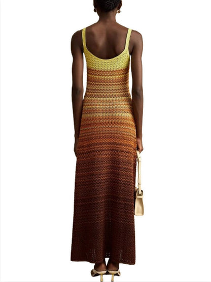 Gradient Pointelle Knit Maxi Dress - Dresses