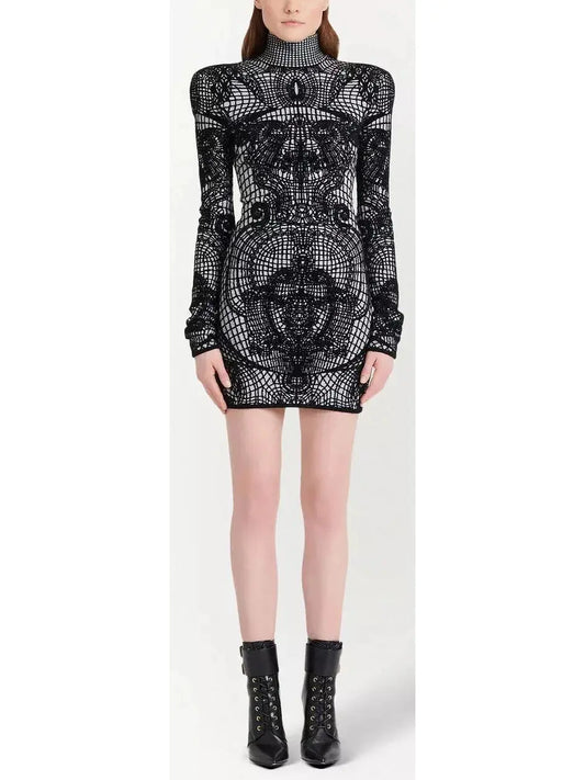 Graphic-Print Fitted Dress - Dresses