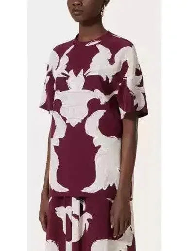 Graphic-Print Silk Short-Sleeve Blouse - Tops