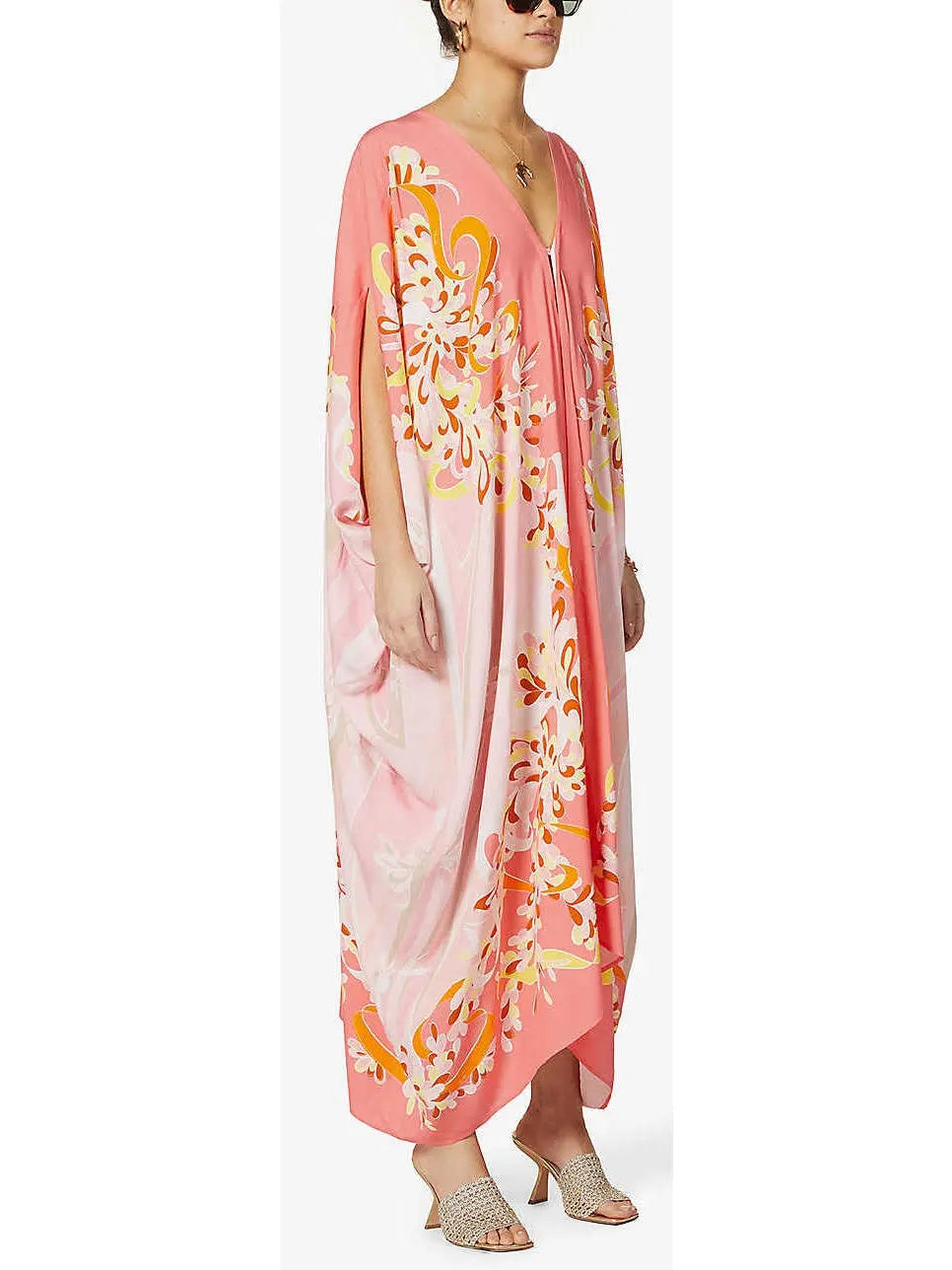 Graphic Print Woven Kaftan Dress - Dresses