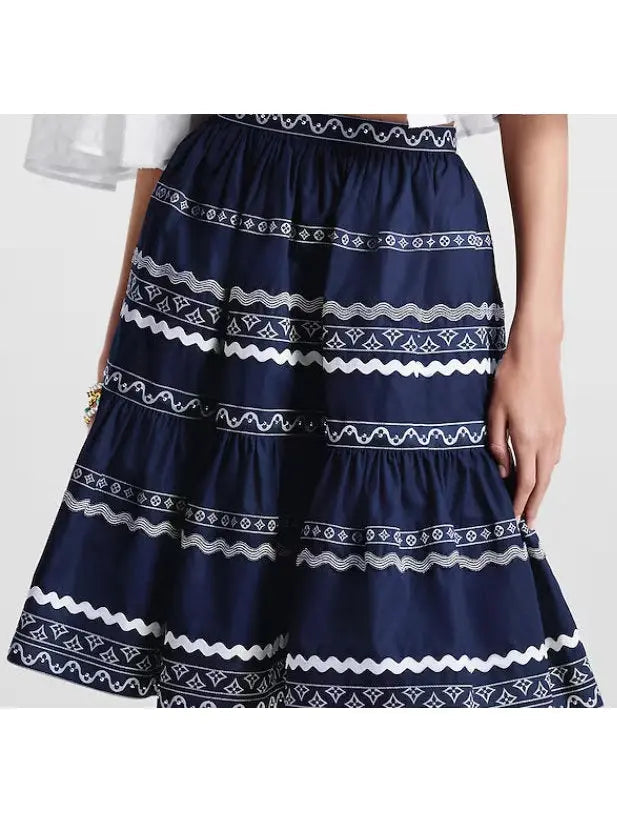 Graphic Trim Tiered Mini Skirt - Skirts