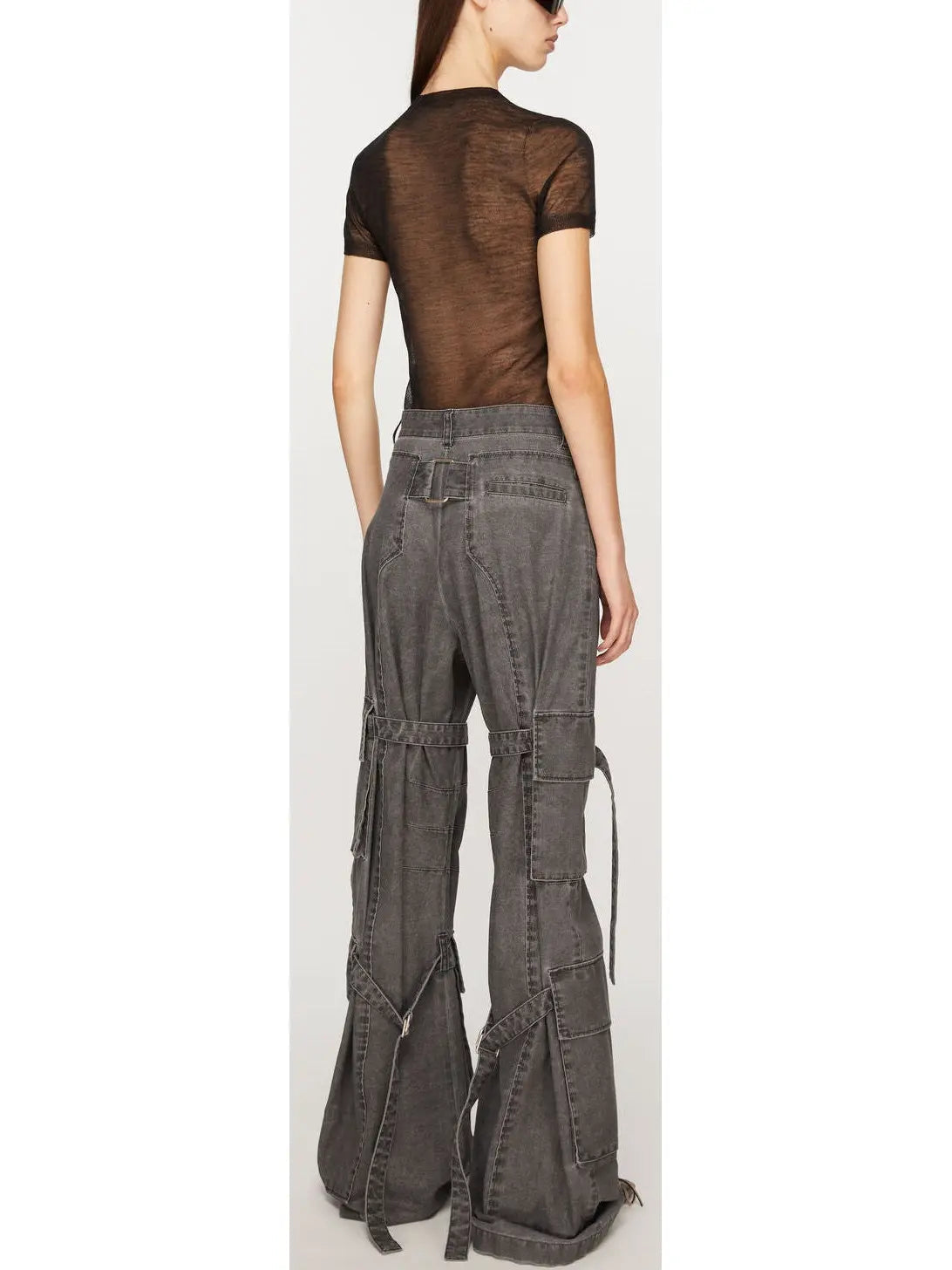 Gray Mid-Waist Cargo Pants - Jeans & Pants