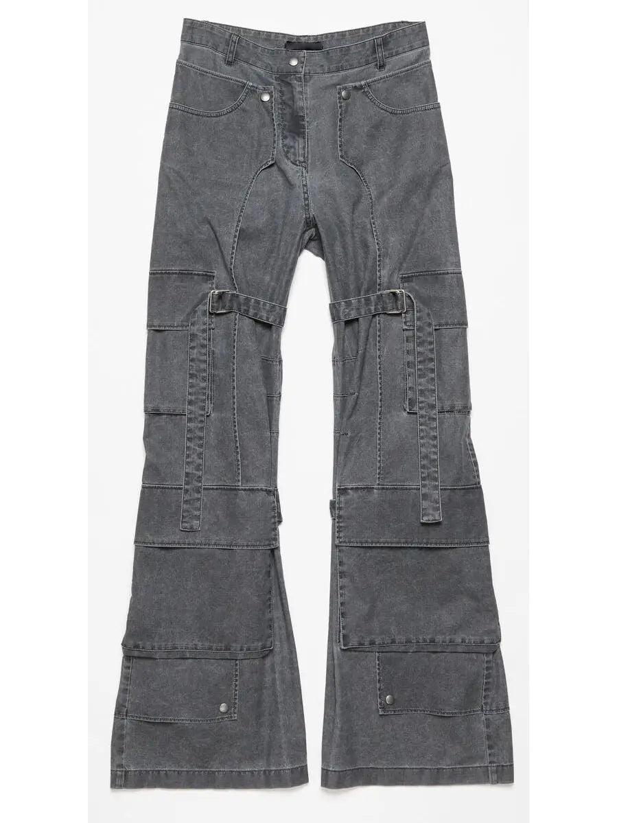 Gray Mid-Waist Cargo Pants - Jeans & Pants