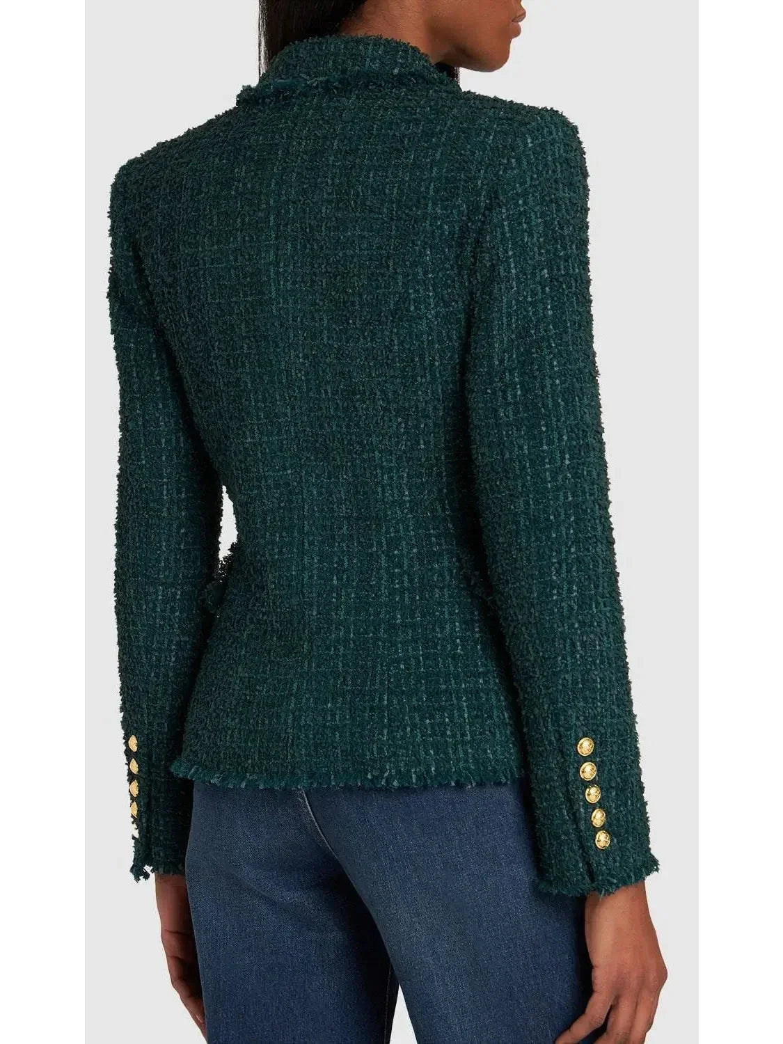 Green Double-Breasted Tweed Jacket - Jackets
